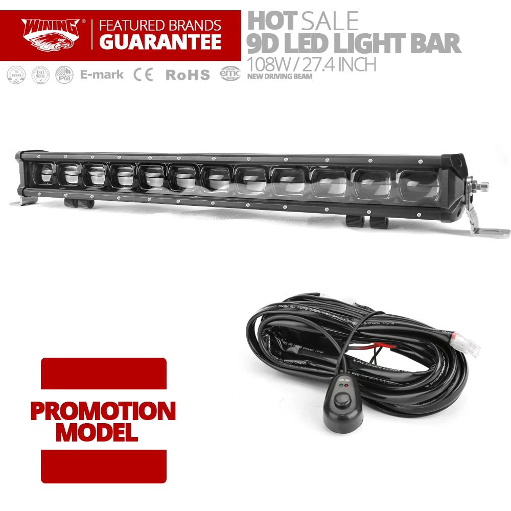 

[108W]Freeshipping Wining Promotion 9D Led Light bar Single Row led bar light for Wrangler JK 4x4 off road SUV 9D work light bar