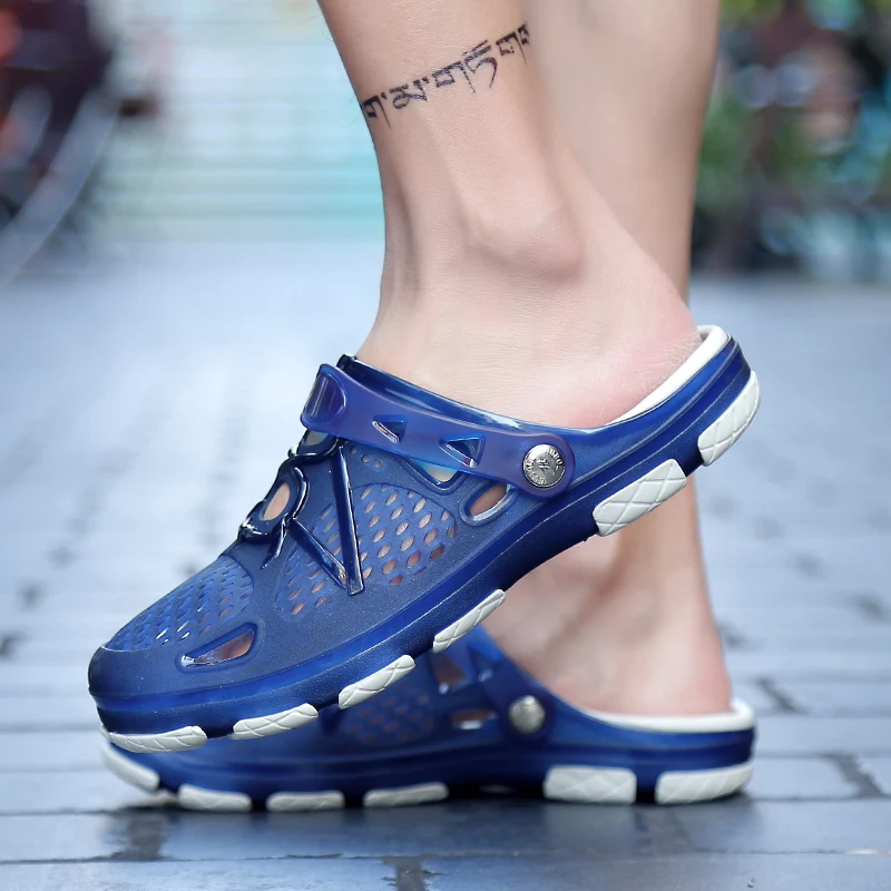 AODLEE Jelly Shoes Sandals Men Breath Mens Sandals Summer Outdoor Beach Sandals Casual Shoes Men Slippers Croc Clogs Men Shoes