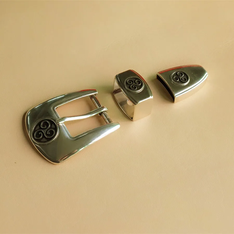

DIY Johnleather Craft Hardware American Western Texas Style Buckle Set Antique Silver Finish 1"(25mm)