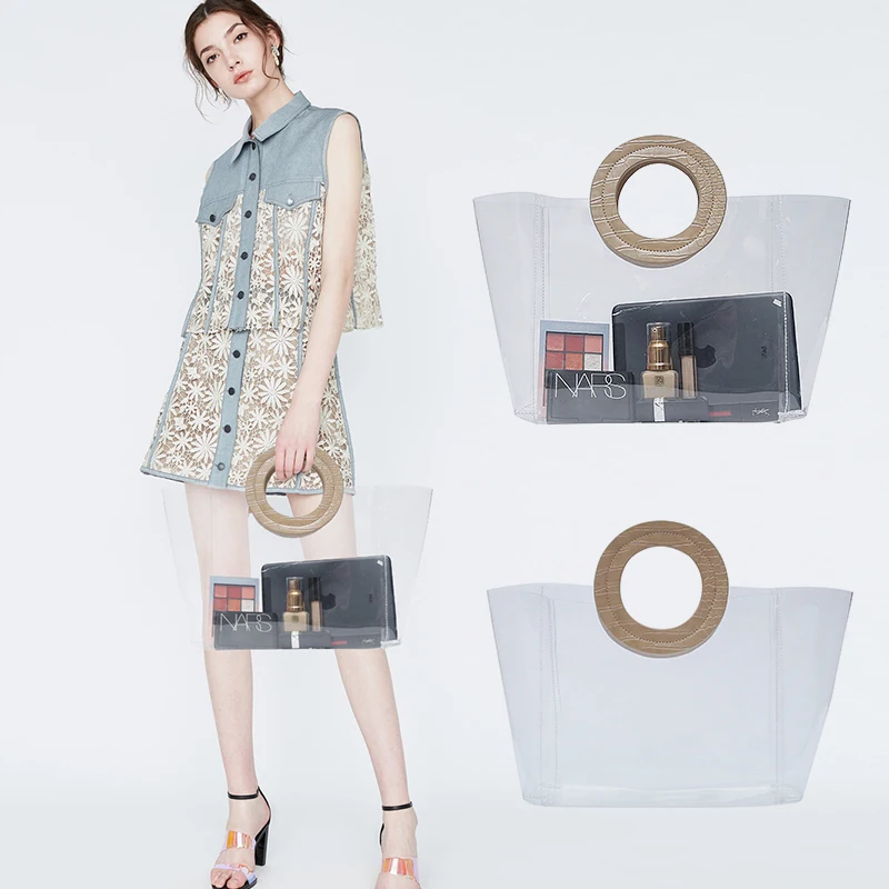 

Woman Fashion Transparent Bag Jelly Bag Handbag High Quality PVC Bucket Beach Bag Large Capacity Simplicity Messenger Bag
