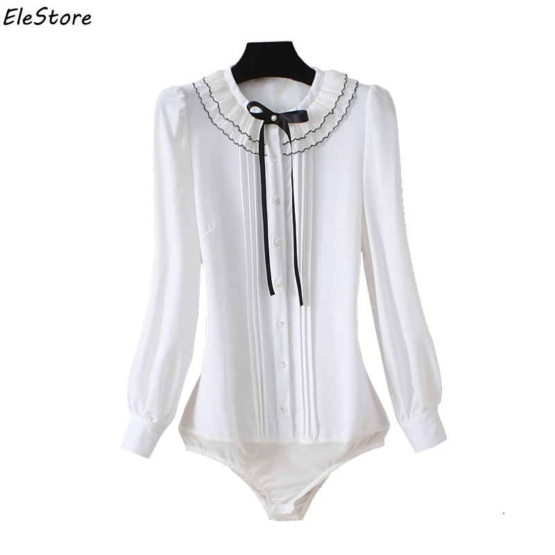 

Body Shirt Bodysuit Blouse Women Vintage Long Sleeve Blusas Chiffon Blusa White Shirts Autumn 2018 Womens Tops Blouses Clothes
