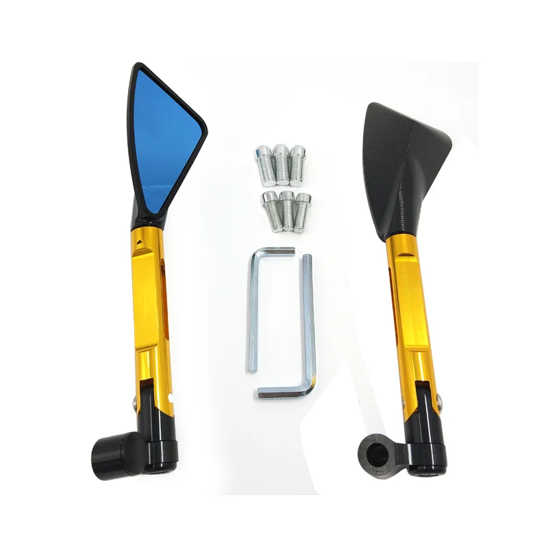 New CNC Motorcycle Rearview Side Mirrors Smoked Blue Glass Rear View Mirrors Street Sports Dirt  Scooter Bike Chopper Cruiser (6)