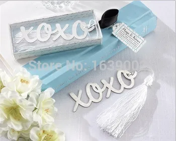 

50pcs Hugs and Kisses XOXO Silver Finish Bookmark Wedding Souvenir Party Favor Gifts Supplies For Guests Free Shipping