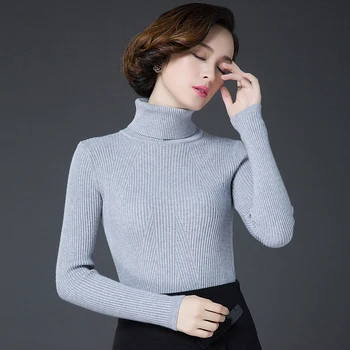 

Hot sale winter women's thick cashmere sweater pullovers ladies solid slim turtleneck warm sweater free shipping
