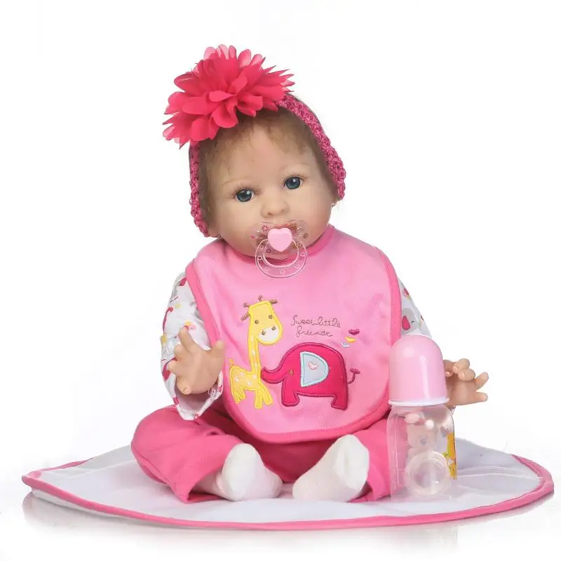 

Nicery 22inch 55cm Magnetic Mouth Reborn Baby Doll Soft Silicone Lifelike Toy Gift for Children Christmas Elephant Giraffe Doll
