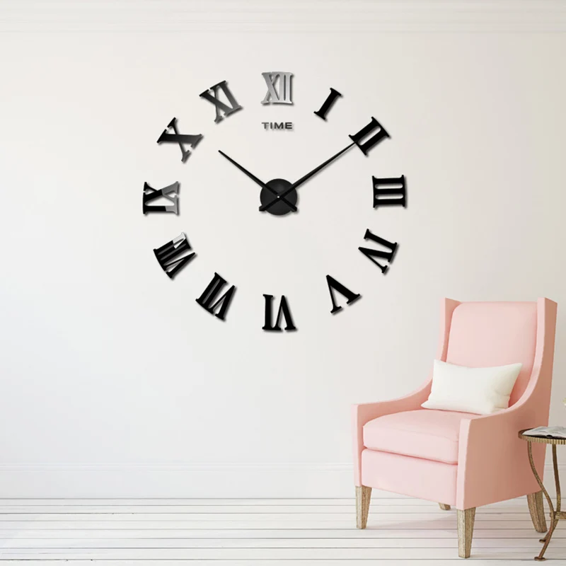 

2019 New High Quality 3D Wall Stickers Creative Fashion Living Room Clocks Large Wall Clock DIY Home Decoration Acrylic + EVA