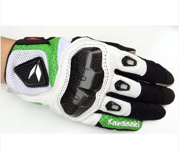 Перфорированные дышащие кожаные RST411 перчатки мотоциклетные защитные перчатки мото перчатки GP - Цвет: Зеленый