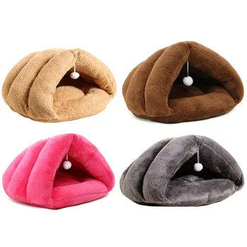 

Cat Bed House Windproof 4 Colors Soft Fleece Winter Warm Pet Small Dog Bed Kennel Cat Sleeping Bag Puppy Cave Bed 2 Size