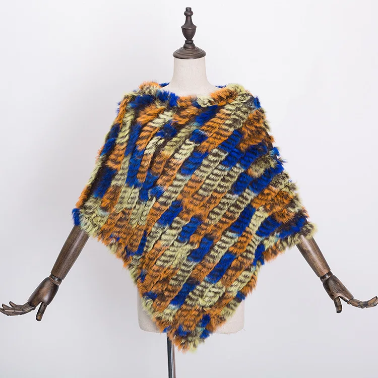  Winter Warm Shawl Poncho For Women Knitted Real Rabbit Fur Shouder Pashmina Capes Lady Natural Fur Wraps (18)