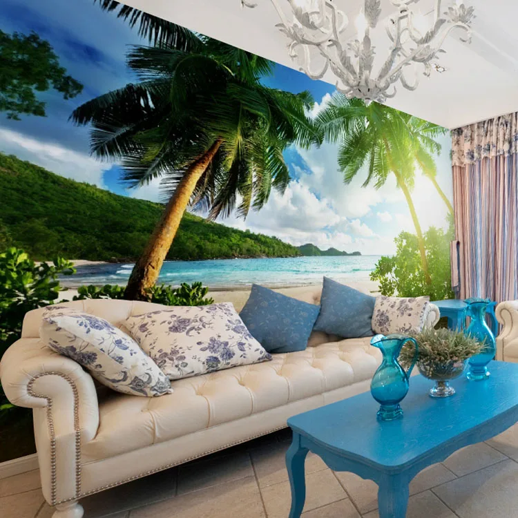 Beach mural wallpaper TV living room sofa bedroom wallpaper murals