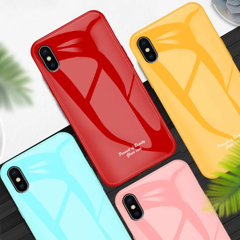 

Luxury Temper glass Case for iPhone Xs Max case for iPhone 7 Case 6s 8 Plus 7Plus 8Plus Shockproof for Coque iPhone XR Cover