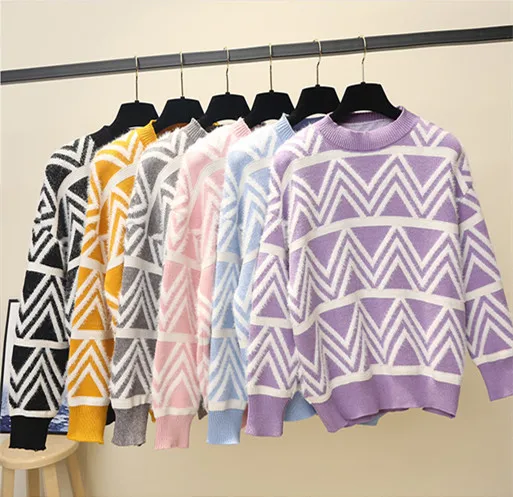 Autumn New Women's Color Imitation Armor Round Neck Sweater Women's Pullover Korean Version  thickening Loose Bottoming Shirt AS132 (5)