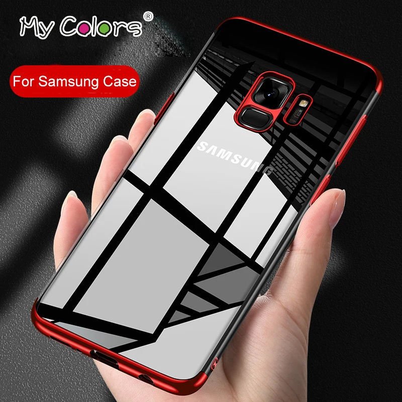 

TPU Plating Case for Samsung Galaxy S9 S8 Plus S6 S7 edge Transparent Silicone Soft Phone Cases for Galaxy Note 9 8 Cover case