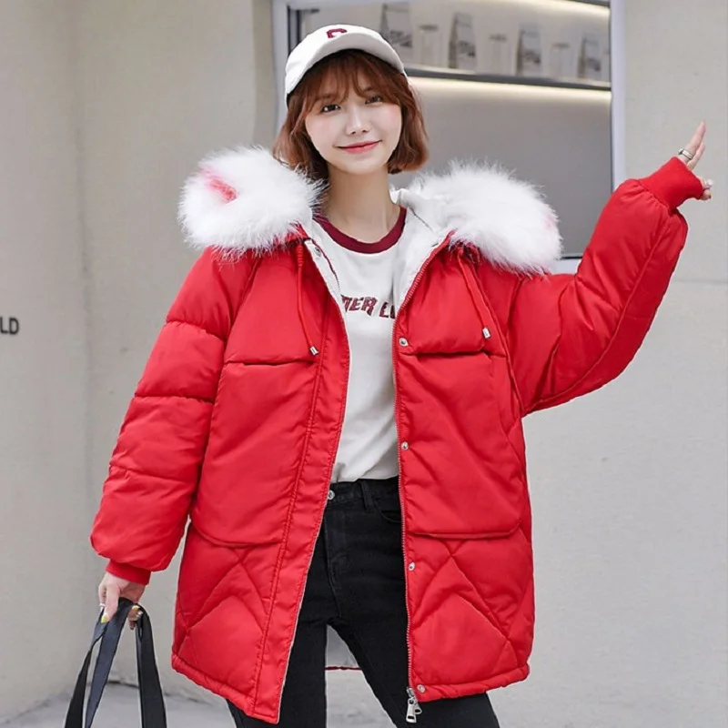 

Women's down jacket long coat women 2019 new loose female jacket fashion trend wild big fur collar women's winter jacket