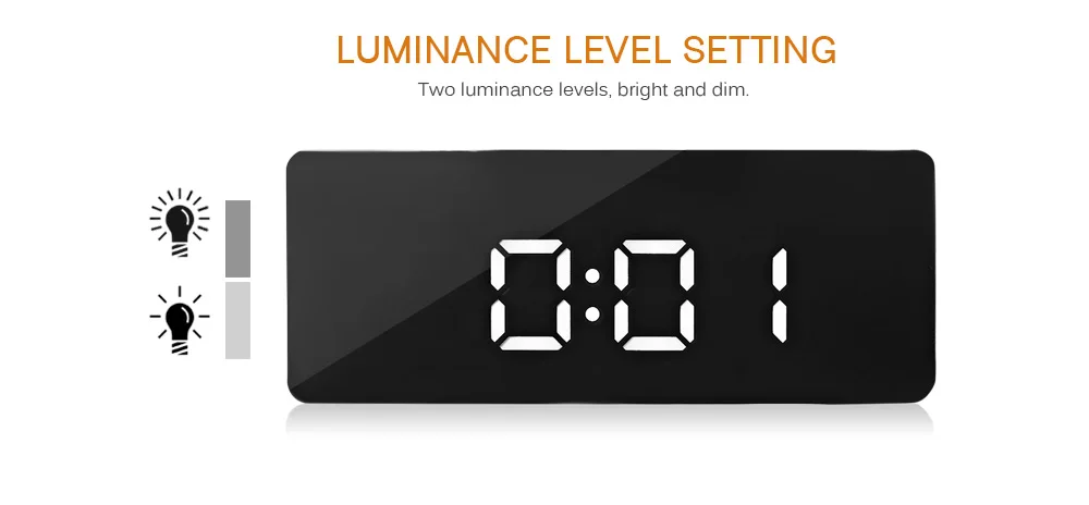 TS - S69 Multifunctional Noiseless LED Mirror Clock Display Time / Temperature