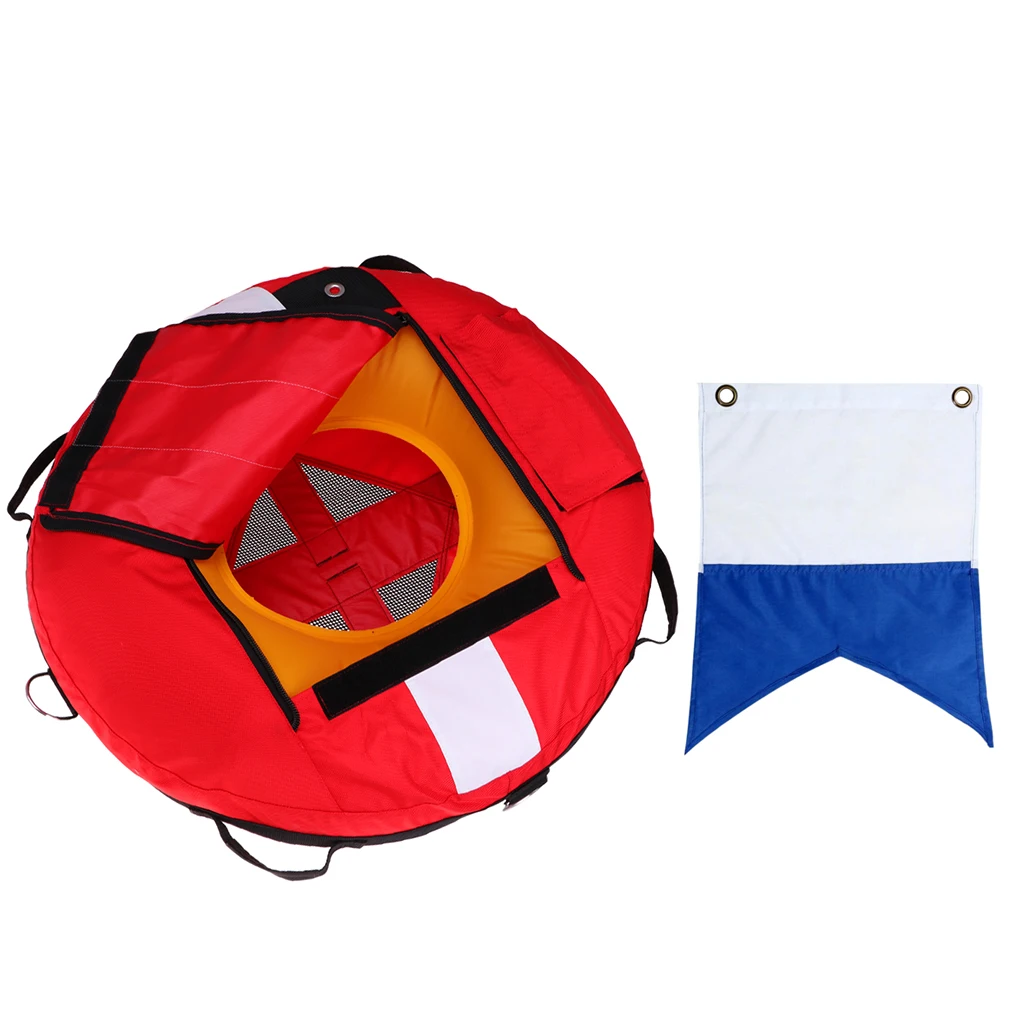 Freediving Buoy with Diver Down Flag for Technical Scuba Diving Spearfishing Snorkeling - 4 Colors Swimming Freediving Accessory