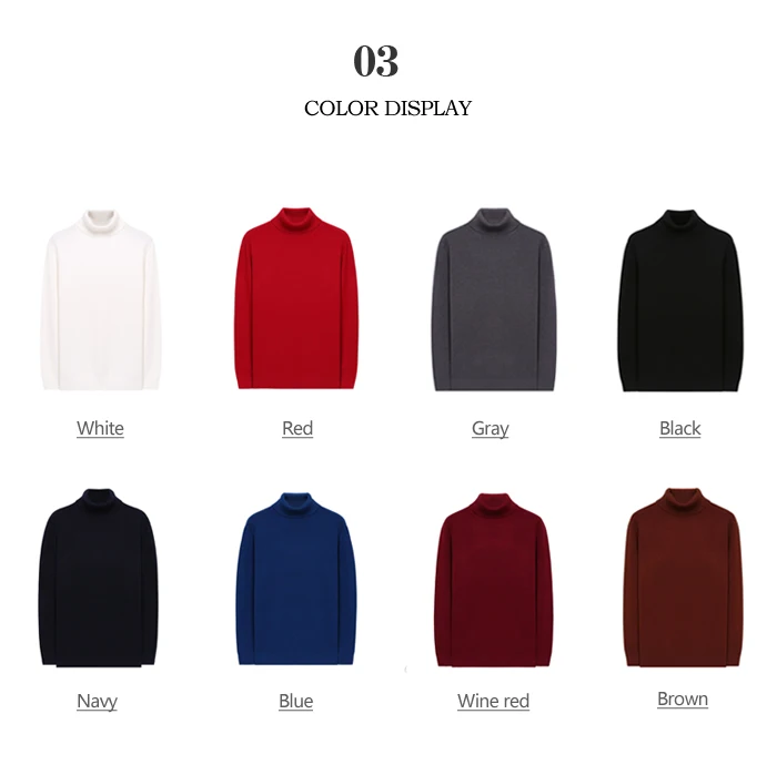 8 Color Turtleneck Sweater Men 2020 Autumn Winter New Thick Warm Slim Fit Solid Color Pullover White Sweater Male Brand Red Blue