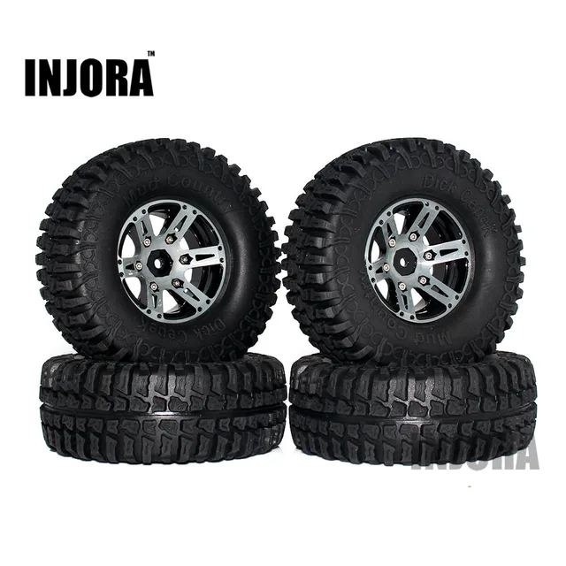 Best Offers 4PCS 1.9" Rubber Tires & Beadlock Wheel Rim for 1:10 RC Crawler Axial SCX10 Tamiya CC01 D90 D110