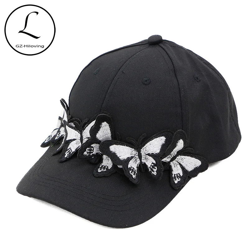GZHILOVINGL Black Butterfly Baseball Cap for Women 2017 Shiny Snapback