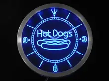 nc0331 Hot Dogs Fast Food Shop Neon Sign LED Wall Clock