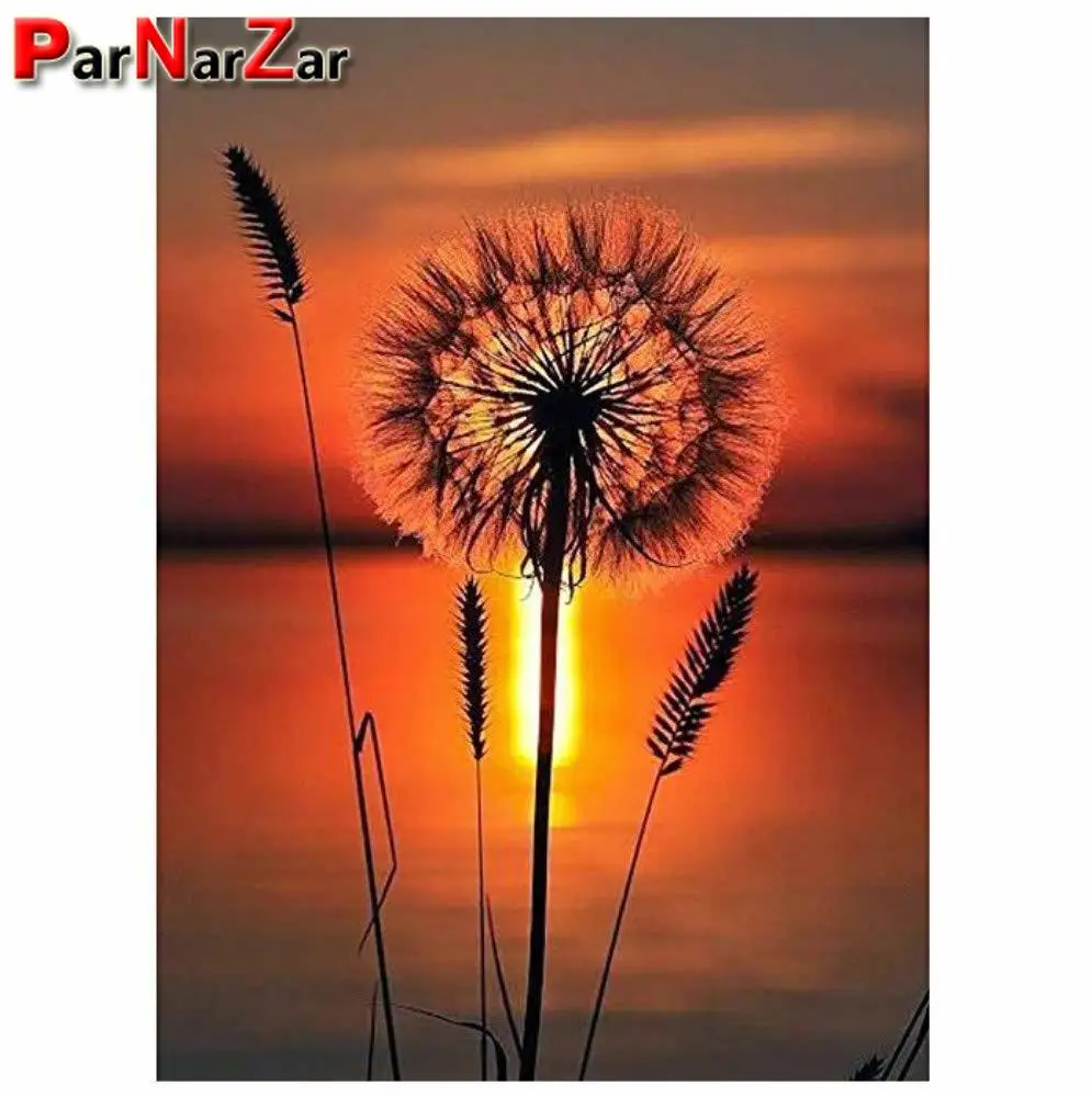 

ParNarZar 5D DIY Diamond Painting Kits - Dandelion in the Sunset - For Home Wall Decorations