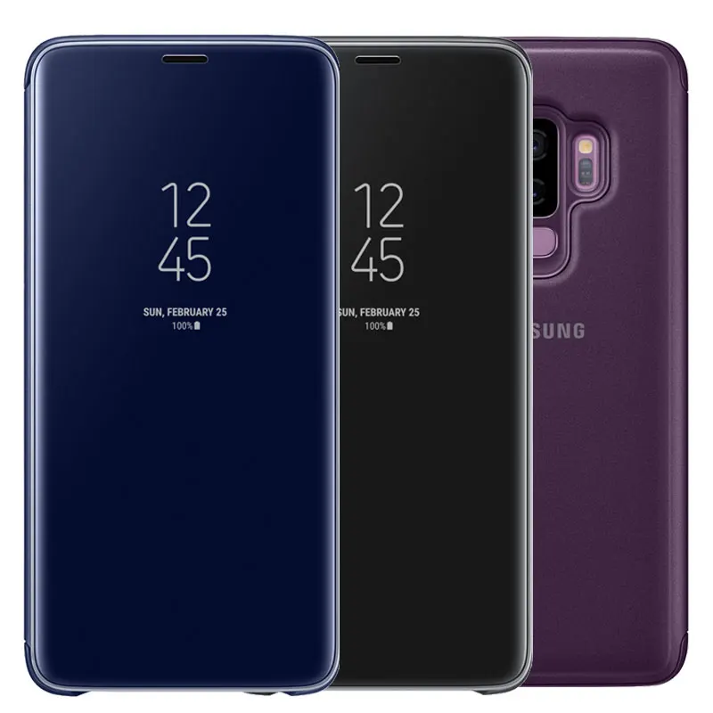 

For SAMSUNG S9 Case with Original Chip Smart View Mirror Clear Flip Full Cover Stand Case for SAMSUNG Galaxy S9 Plus Case Cover
