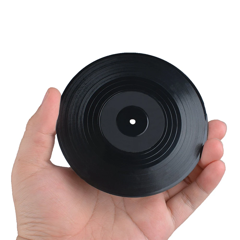 Retro Record Disc Design Drink Vinyl Coasters Non-slip Cup Bottle Mats 6PCS