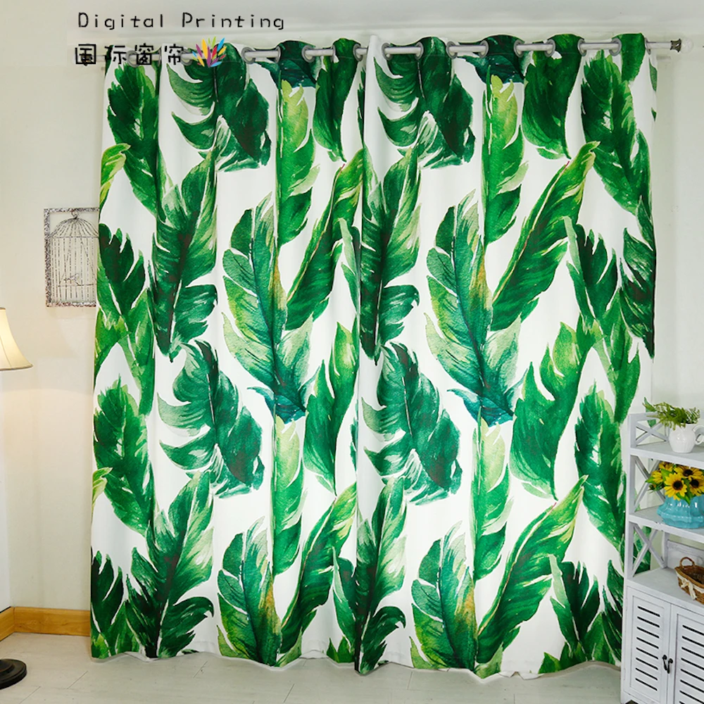 

Custom Made 2x Window Drapery Curtain Living Room French Window Dressing Tulle 200x260cm Palm Leaves White Rainforest Rainforest