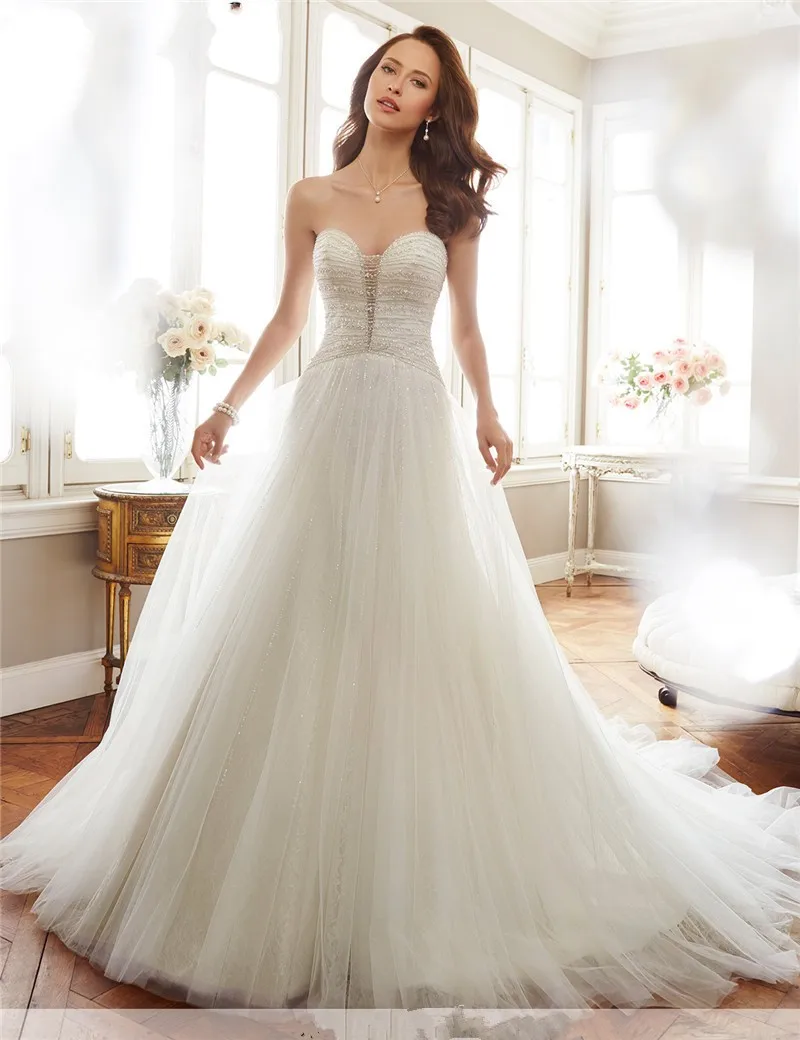 Vestidos De Noiva Bling Bridal Gowns Tulle A Line Wedding Dress Turkey Sexy Halloween Crystal