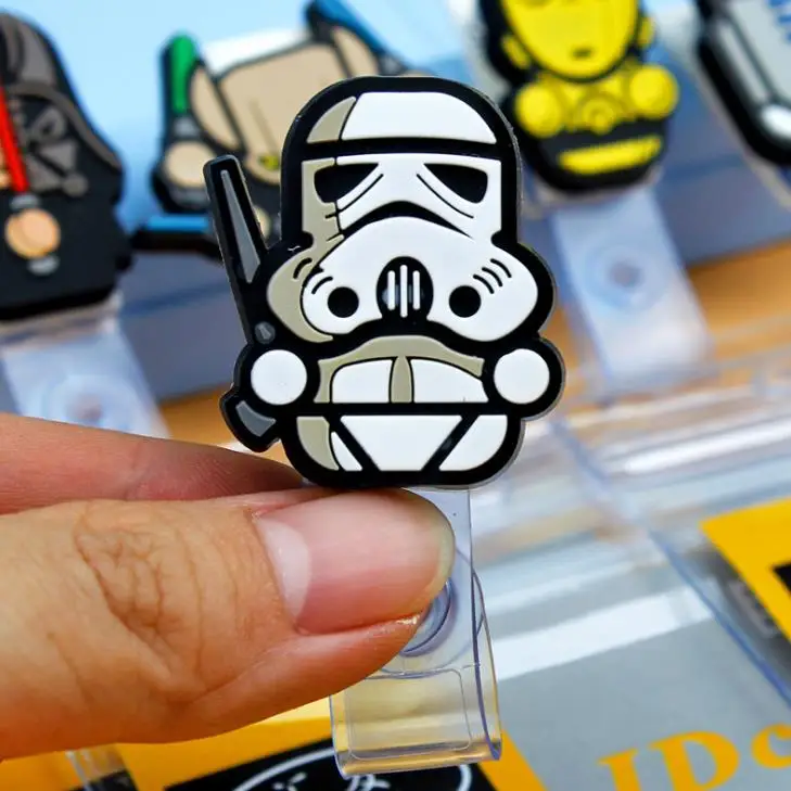 1 Pcs Cartoon Star Wars Transparent Badge Reel Scroll Student Nurse Exhibition ID Business Card Badge Holder Clips Stationery