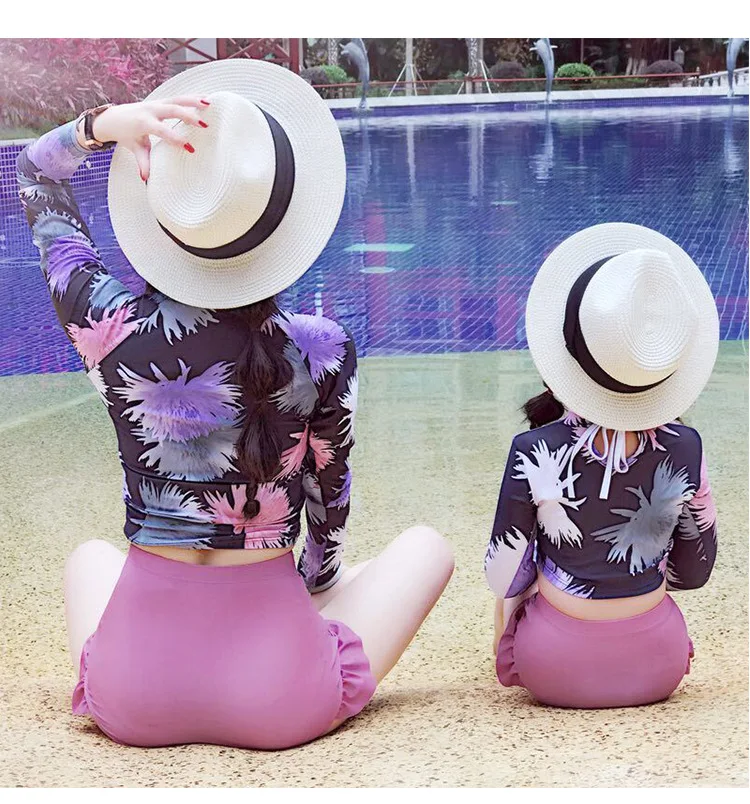 

Mother Daughter 2PCS Swimwear Mommy and Me Bath Swimsuits Sun-Protection Swimming Clothes Quick-Dry Surfing Suit Bathing Suits