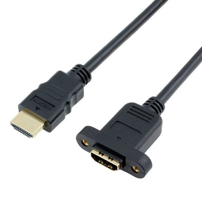 

HDMI A 1.4 19pin male to hdmi A type Female extension cable with Screw Hole Can Lock Panel Mount Cable 30cm 60cm 100cm 150cm