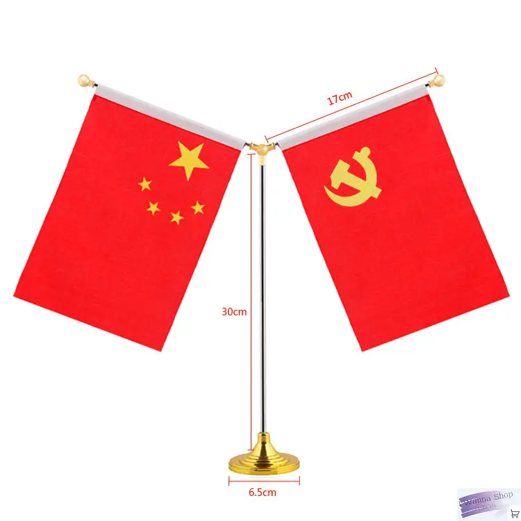 14*21cm custom small flag with stand flags pole american flag Israel russia serbia USA France Spain Signature flag on table