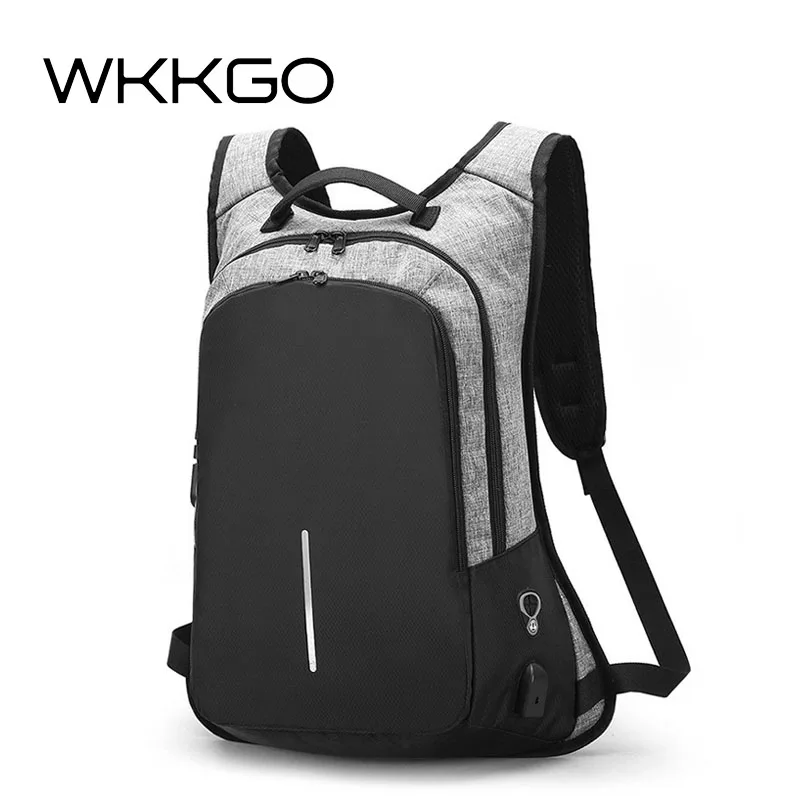 

WKKGO Canvas Travel Backpack Men Multi Function USB Charging Bag Patchwork Male Mochila Anti Theft Rucksack Pack Laptop Backpack