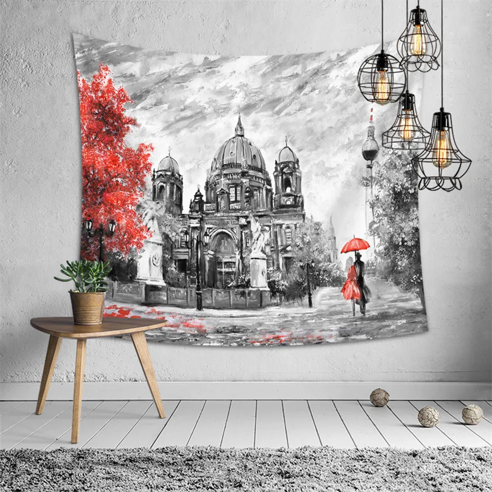 SOFTBATFY Tower Tapestry Headboard Castle Wall Hanging Bedspread Dorm Home Decor | Дом и сад