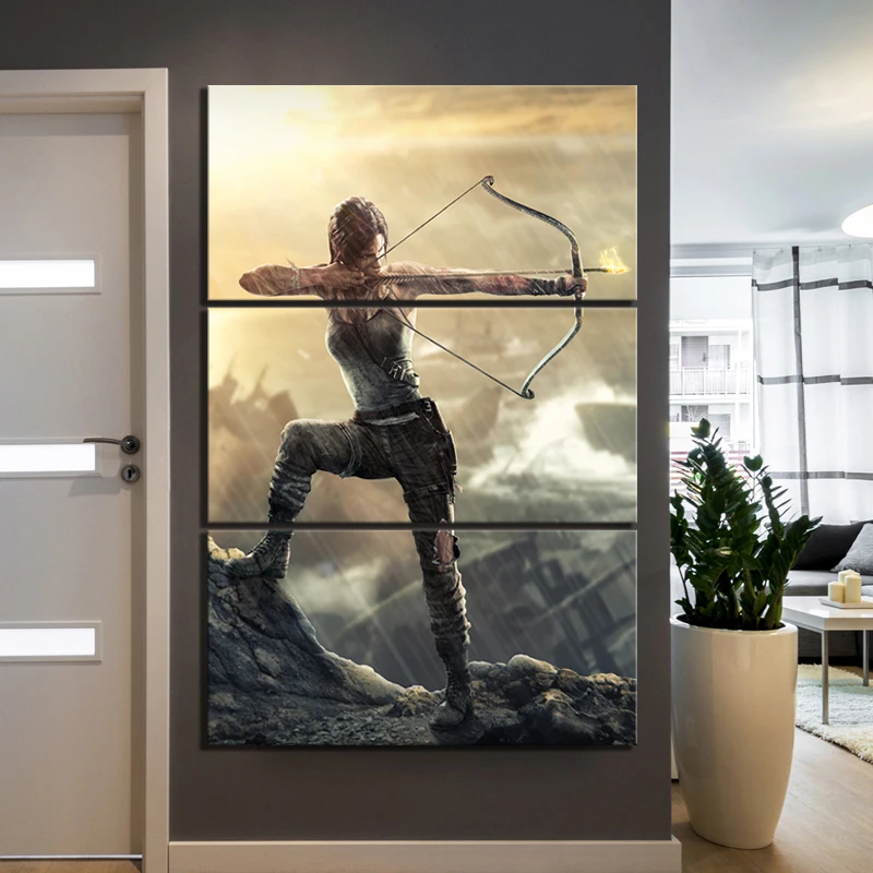 3 шт. холст картины Lara Croft Tomb Raider видеоигра Постер настенная наклейка