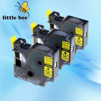 

3pcs 45018 Compatible Label Tape for DYMO Black on Yellow (0.47'' 1/2" 12mm) 7m