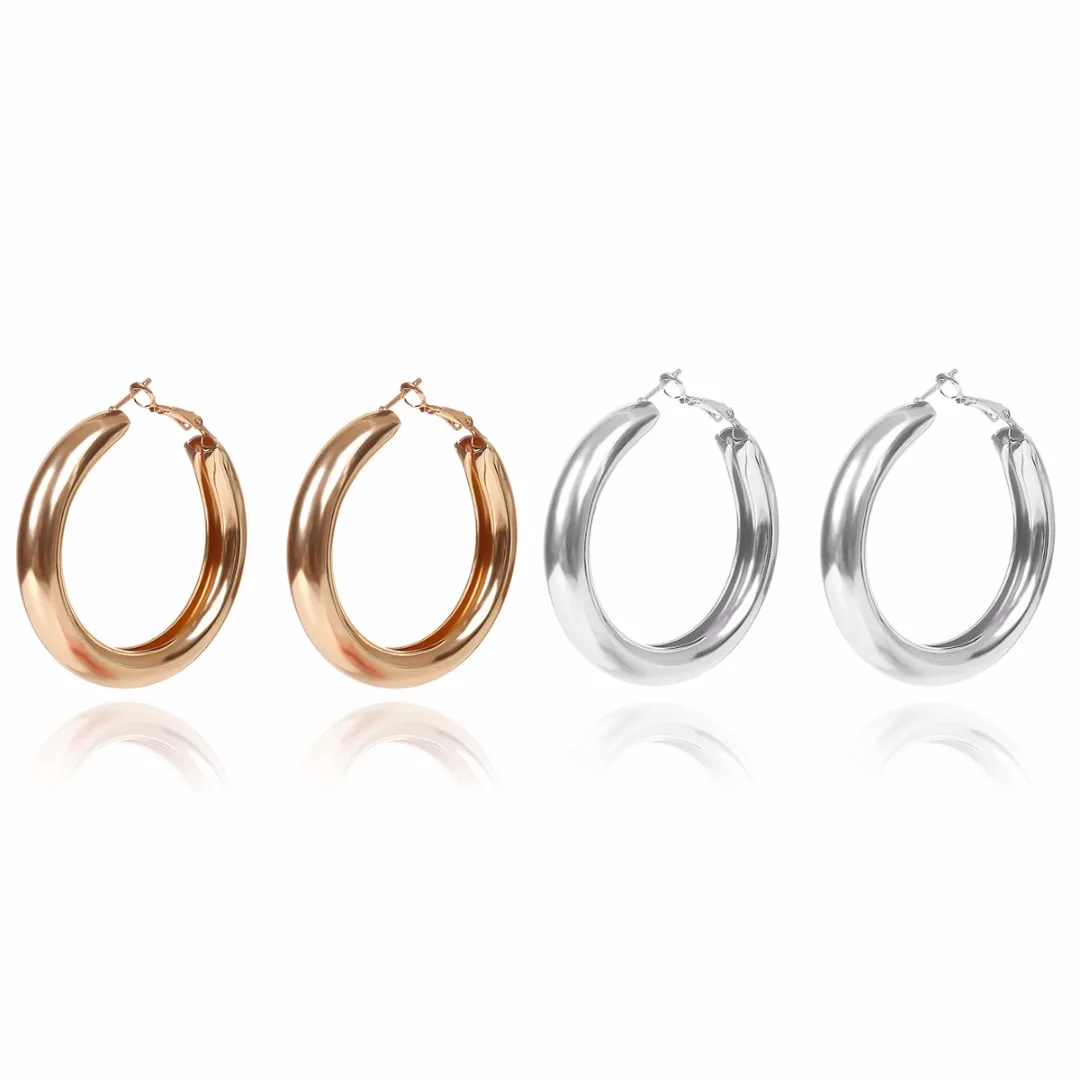 

Vintage Hollow Circle Hoop Earrings Chic Big Circle Smooth Geometric Large Earring Brincos Femme For Women Jewelry