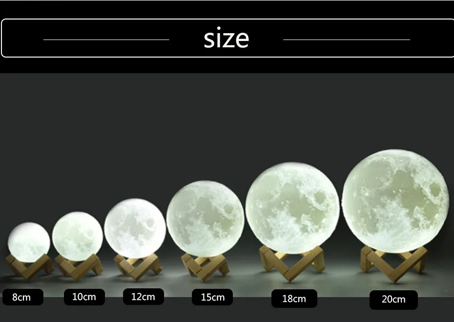 Перезаряжаемые 3D луна лампа USB светодиодный ночной Светильник луна светильник Lampara Луна 20 см 15 см ночника Луна сенсорный экран 2 Цвет 16 Цвета пульт дистанционного управления