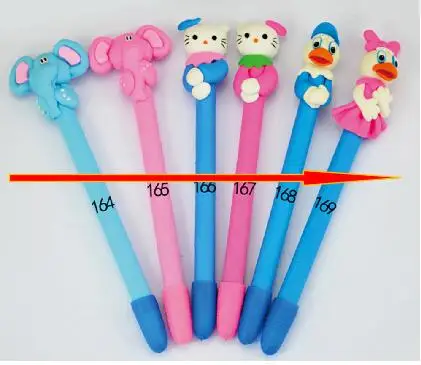 

20pcs High quality Polymer clay kids gift pen arrow style in stock soft clay ballpoint pen ,novelty cartoon students ball pen