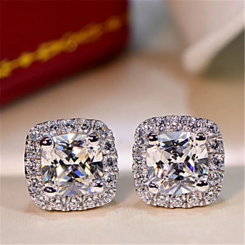 

ULex 1ct 2ct 3ct Korean Earrings Color Diamond High-Carbon Diamond Stud Earrings 925 Sterling Sliver Earrings For Wedding