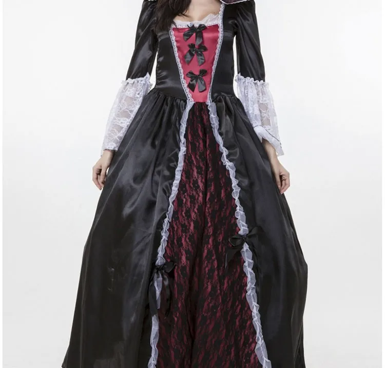 Хэллоуин карнавальные костюмы Для женщин Deluxe вампира Vampiress Зомби костюм невесты Косплэй вечерние queen нарядное платье Костюмы