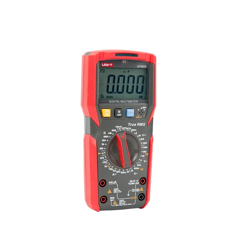 Koop UNI T UT89XD Professionele Digitale Multimeter True Rms 1000V 20A Ac Dc Voltmeter Capaciteit Resistance Tester Met Led Meet