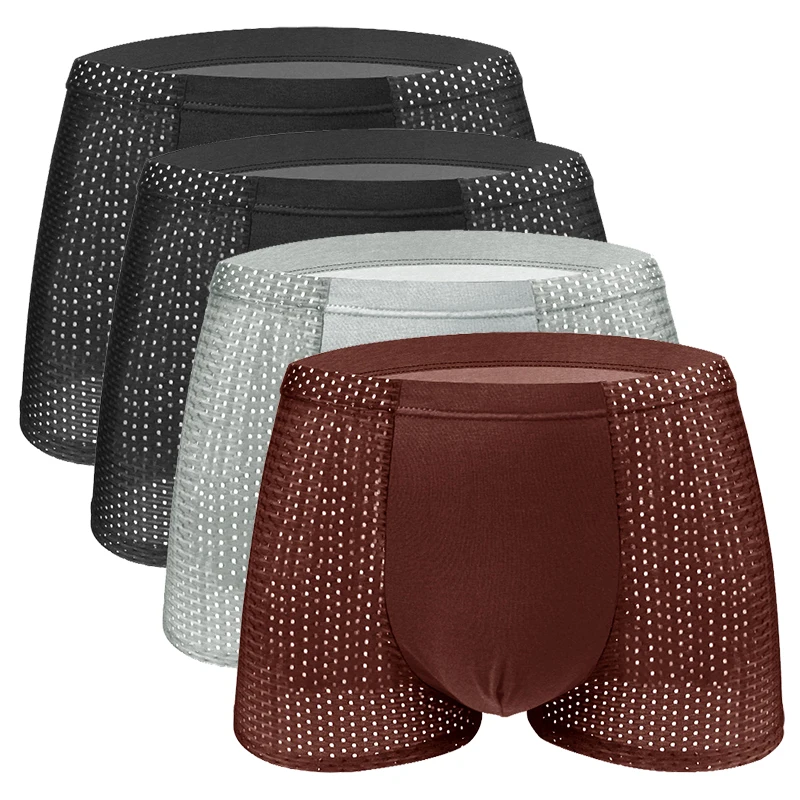 Modal Breathable Mesh Silk Men Boxer Four Corner Underwear Under wear