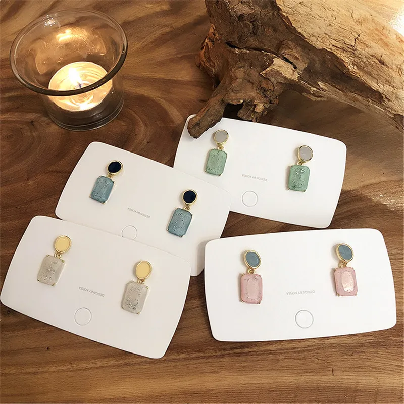 

EARS HIGH 2019 Korean Summer Colorful Drop Glaze Earrings Square Acrylic Shining Drop Earrings For Women Pendientes Mujer Moda
