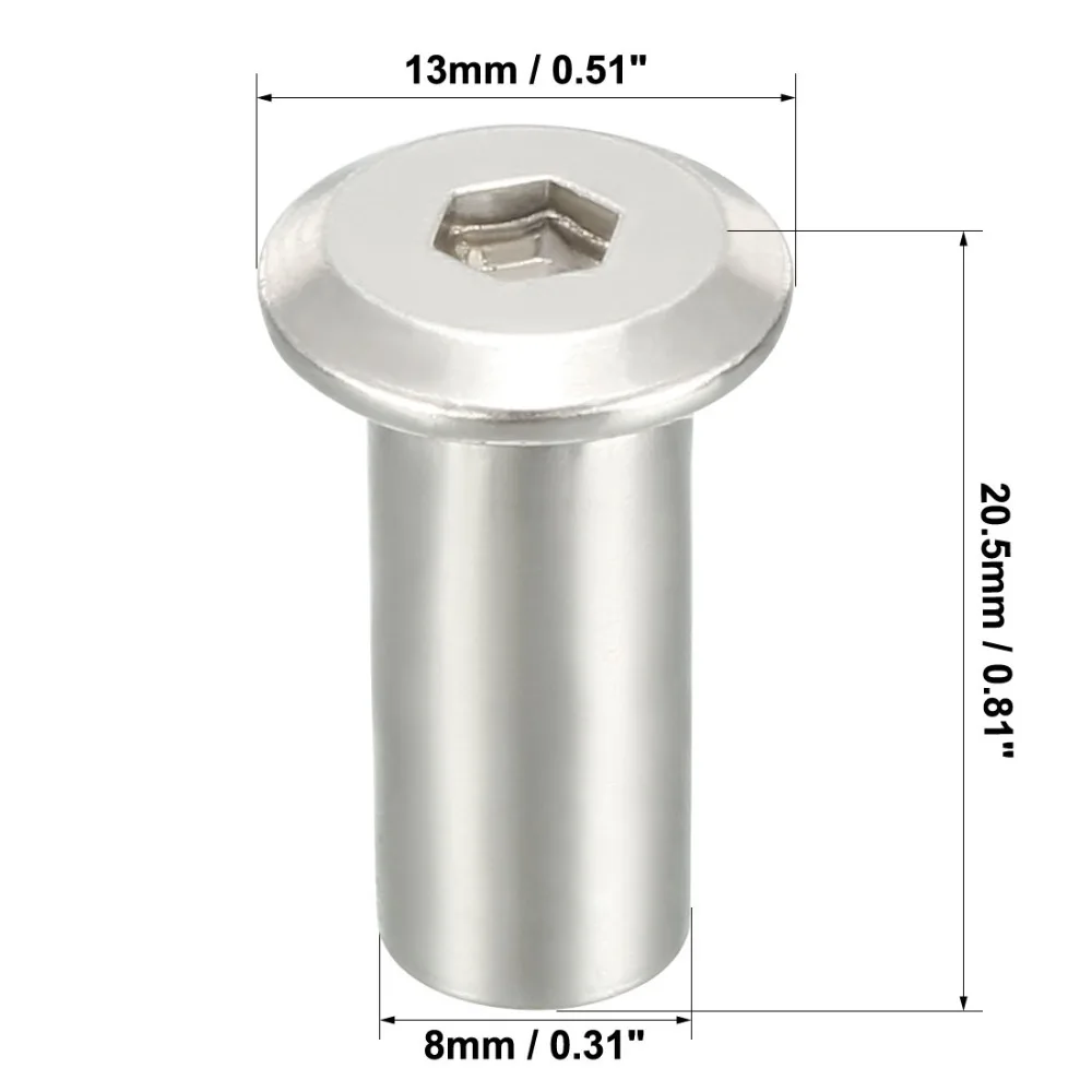 Uxcell 30 шт./лот M8x10/12/18 мм M6x/15/17/22 мм железа Никель покрытием заклепки винты с шестигранной головкой Вставить болтов и гаек пост мебельная фурнитура