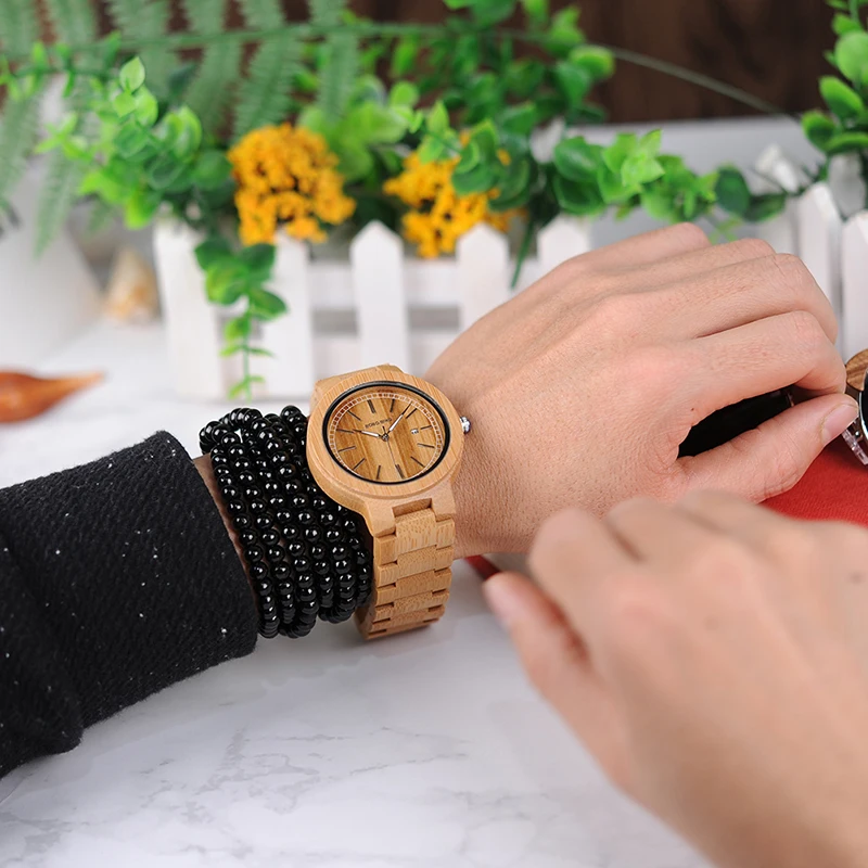 BOBO BIRD LP23 Drop Shipping Designer Bamboo Wooden Watches Men with Stainless Steel Clasp Quartz Relogio in Box