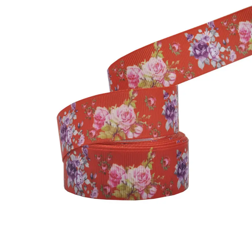 25 мм(5 ярдов/партия) Качественные толстые ленты с цветочным принтом корсажная лента вечерние атласные ленты для украшения OEM