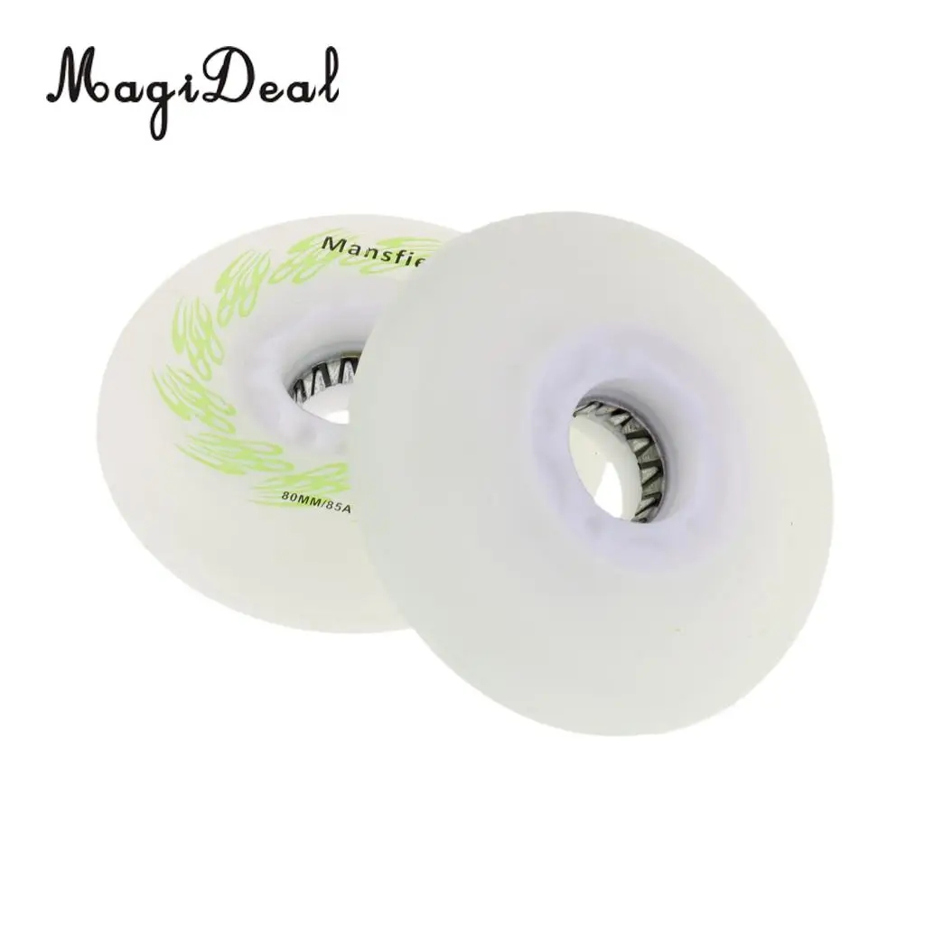 MagiDeal 2 Pieces LED Light Up Inline Sliding Flash PU Roller Skate Wheel 80mm