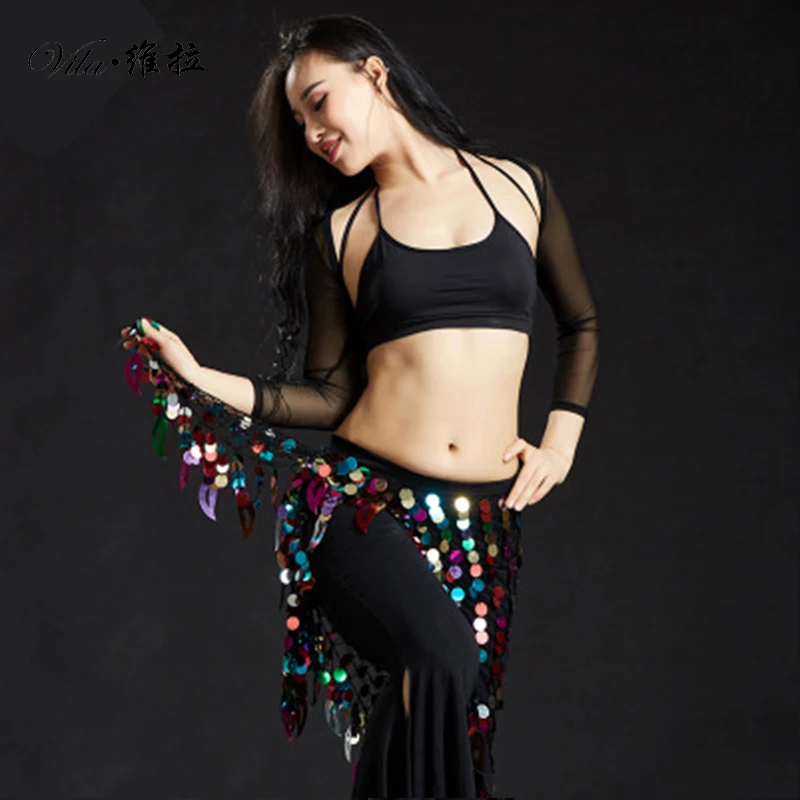 Русалка блесток живота Восточный танец ремни костюмы для женщин танец живота хип шарфы шарф танцы индийский пояс цепи